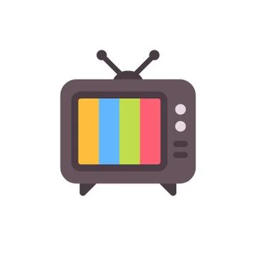 Old tv set with error screen. Retro tv with no signal flat icon Stock Illustration