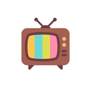 Old tv set with error screen. Vintage tv with no signal flat icon Stock Illustration