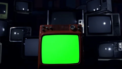 An Old TV Set with Green Screen Exploding. 4K. Video stock 145179238