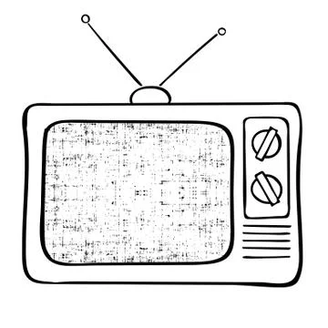Old tv set hand drawn vector illustration. Vintage grunge background Stock Illustration