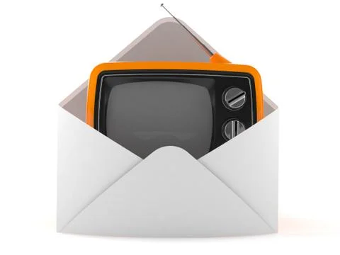 Old TV set inside envelope Illustrazione stock