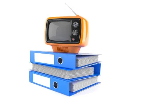 Old TV set with ring binders Stock Illustration