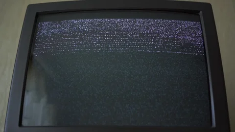 Old TV-set with rippling screen stands in empty room Stock Footage 120245936
