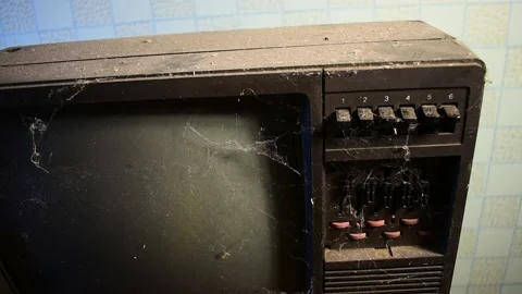 Old TV, setting buttons and dusty top Stock Footage 138154272