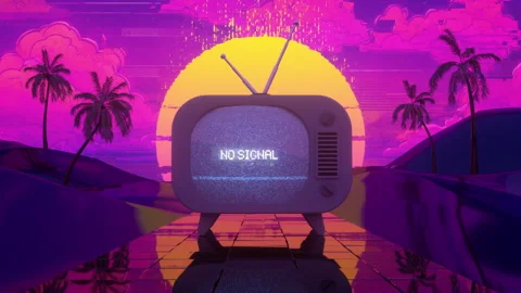 Old TV with static noise seamless loop 3D render animation Stock Footage 320399794