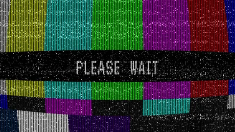 Old TV test pattern with please wait text. Vintage and glitch style.  Stock Footage 315926647