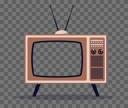 Old TV transparent background. Empty screen, frame with copy space for text. Old Stock Illustration