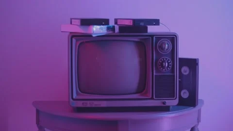 Old TV Turned On Stock Footage 171298444