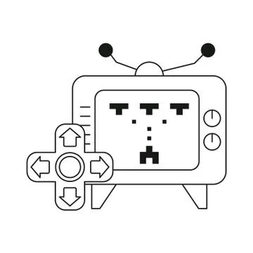 Old tv with video game イラスト素材