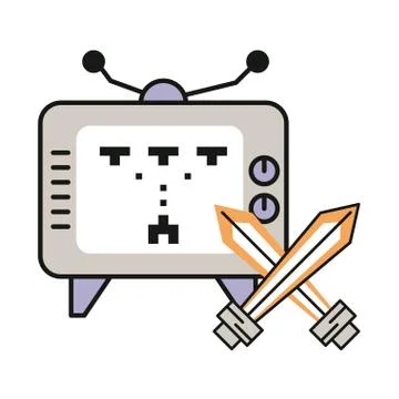 Old tv with video game Stock Illustration