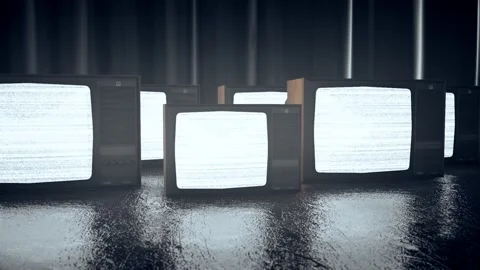 Old Tvs With Weak Signal Or No Signal Frequency On The Floor 4k Stock Footage 145497381