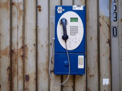 The Old type using coin Phone, retro and rusty 写真素材