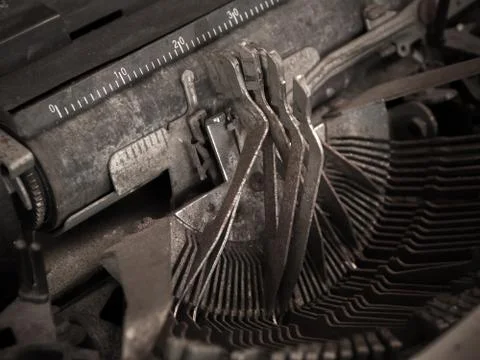 Old typewriter in action Stock Photos
