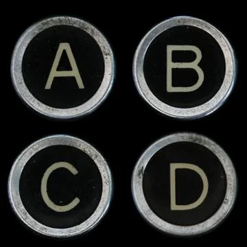 Old typewriter a b c d keys Foto stock