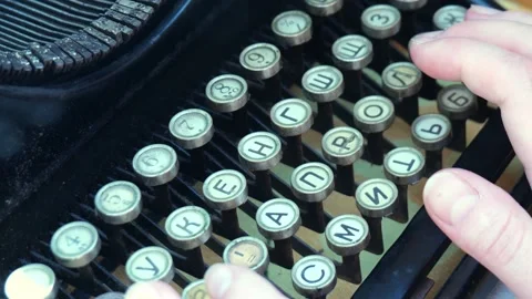 Old typewriter close-up. typewriter macro doers Stock Footage 156814628