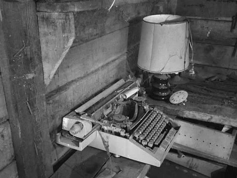 An old typewriter in the closet. Stock Photos