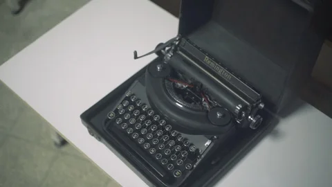 Old typewriter on desk Stock Footage 129031128