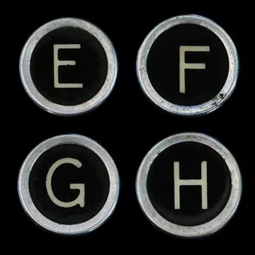 Old typewriter e f g h keys Stock Photos