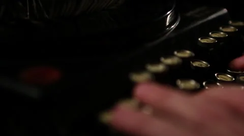 Old typewriter fast jib up with hands Stock Footage 47457805