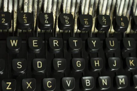 Old typewriter keys in focus Stock Photos