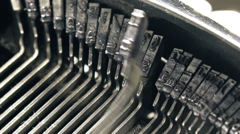 Old typewriter machine detail, typing text on vintage typing machine. Stock Footage 60881565
