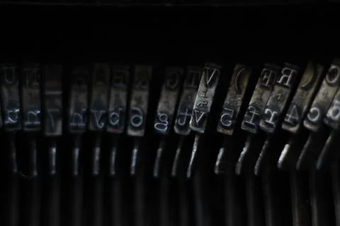Old Typewriter machine forgotten old dirty black Photos