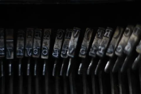Old Typewriter machine forgotten old dirty black Stock Photos