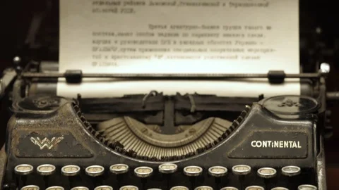 The old typewriter of the NKVD, the Red Army crykaz, World War II, the Sovie Stock Footage 124206432