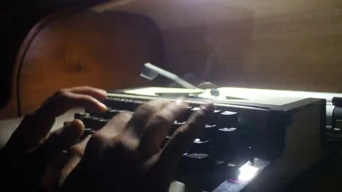 Old typewriter [Noir setting] close up Stock Footage 69078484