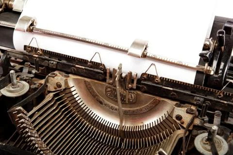 Old typewriter with a sheet of paper. Stock Photos