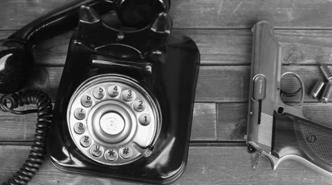 Old typewriter &amp; telephone Video stock 49662853