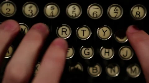 Old typewriter track looking down with hands Stock Footage 47381048