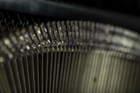 Old typewriter typebars in focus Stock Photos
