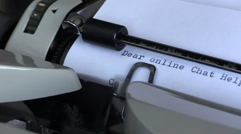 Old typewriter typing a question to online Chat Hotline 스톡 동영상 35156170
