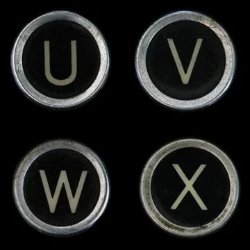 Old typewriter u v w x keys Stock Photos