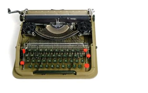 Old typewriter on a white background.Retro and vintage. Stock Photos