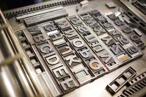 Old typography printing machine Stock Photos