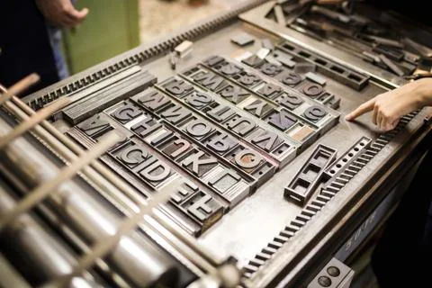 Old typography printing machine Stock Photos
