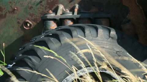 Old tyre and rust made in great britain 2 Stock Footage 40708936