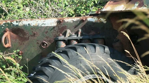 Old tyre and rust made in great britain 1 Stock Footage 40708968