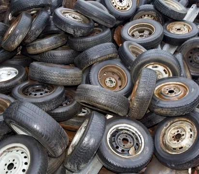 Old tyres background Stock Photos