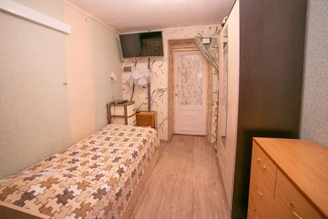 Old ugly apartment flat view from inside, interior, retro style, old Stock Photos