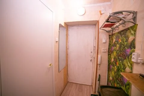 Old ugly apartment flat view from inside, interior, retro style, old Stock Photos