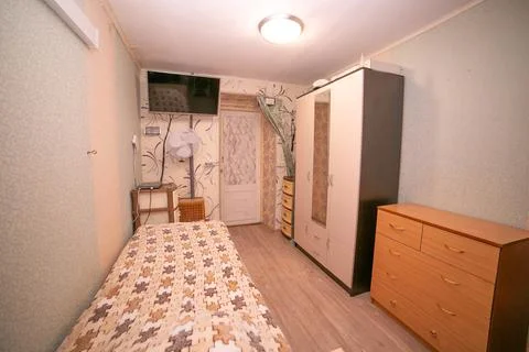 Old ugly apartment flat view from inside, interior, retro style, old Stock Photos