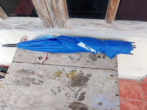 An old umbrella without a handle Foto stock