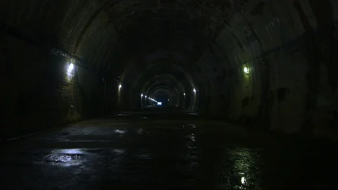 The old underground tunnel in the bunker Stock Footage 126585073