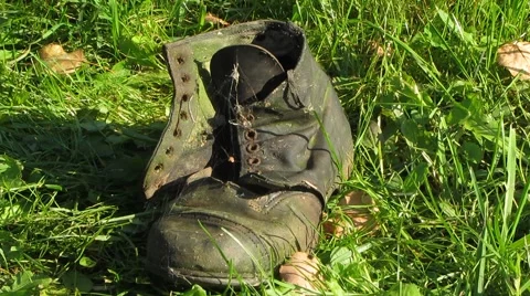 Old, unusable shoes, front view 動画素材 41833824