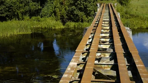 Old unused train bridge Video stock 94431967