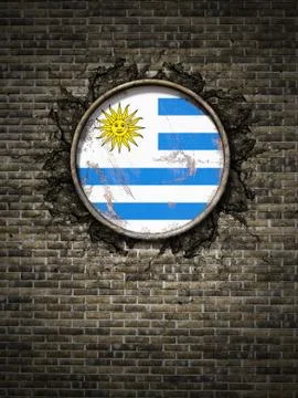 Old Uruguay flag in brick wall Stock Illustration