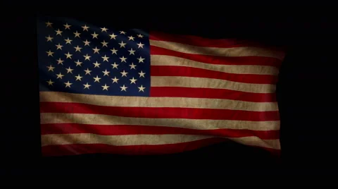 Old US flag is developing rapidly in the wind Stock Footage 55619027